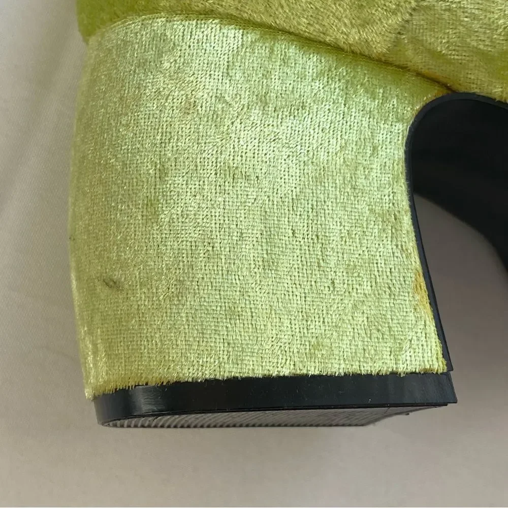 Y2K City Snappers Bright Green Spice Girls Velvet Platform Mary Jane Shoes 7.5